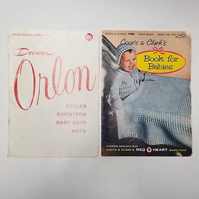 1950 Clarks J&P Coats Dawn Orlon 123 Knit And Crochet Baby Book 510 Vintage • $9.91