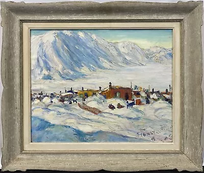 1968 Fleurimond Constantineau Village De Maricourt Quebec Canada Winter Painting • $1195