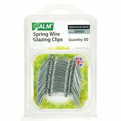 £5.05 • Buy ALM Greenhouse Green House Spring Wire Window Glazing Glass W Clips Pk 50 GH001