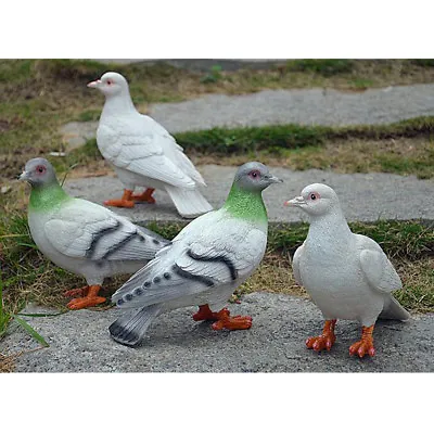 £26.09 • Buy 2x Realistic Home Garden Decor Ornament Pigeon Dove Bird Statue White