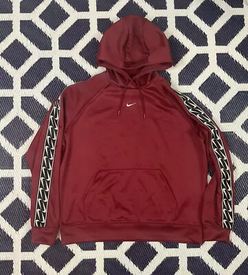 Nike Hoodie Sweatshirt Mens Red/Maroon Hoodie Center Swoosh Graphics Size Medium • $24.99