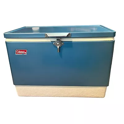 Coleman Chest Cooler 1976 Blue With Bottle Opener Handles Vintage • $135