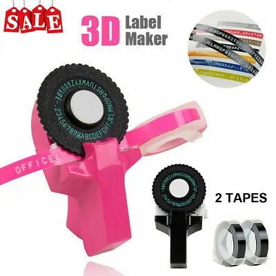 Manual 3D Embossing Label Maker Typewriter Printer DIY Machine With Free 2 Tapes • £8.75