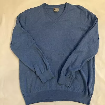 Men's L.L. Bean Long Sleeve Pullover Cotton/Cashmere V Neck Sweater XL • $15