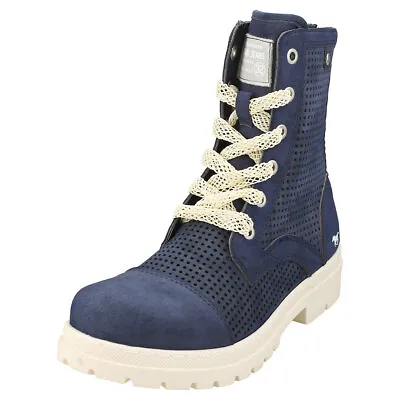 Mustang Back Zip Boots Womens Dark Blue Ankle Boots • £23.49