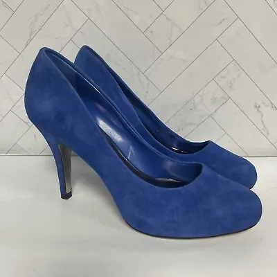 Steve Madden Blue Suede Heels Platform Stiletto Pumps Envvy Womens Size 8.5 • $14.99