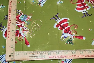 Stylized Santa In Red Christmas Tree Style Coat Fabric Fat Quarter Fast Shipping • $2.49