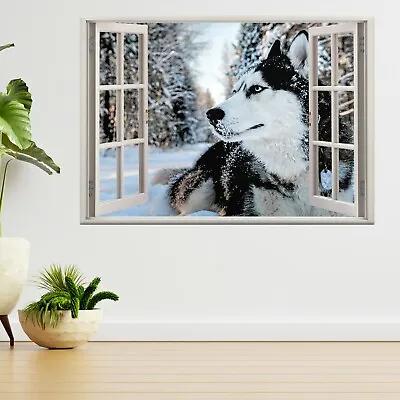 £39.99 • Buy Husky Dog In Snow 3d Window View Wall Sticker Poster Decal A77
