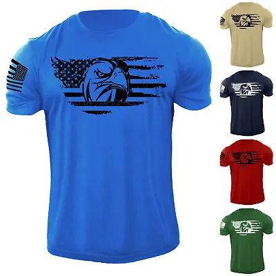 $13.90 • Buy New Men's USA Eagle Flag T Shirt American Stars Patriotic 100% Cotton