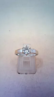 Hallmarked 9 Ct White Gold 'I Love You' Solitaire Cubic Zirconia Ring Size M. • £45