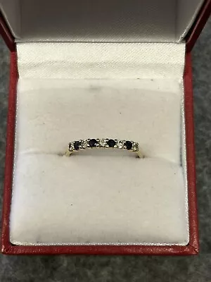 9ct Yellow Gold Sapphire Ring 375 Size N Half Eternity • £80