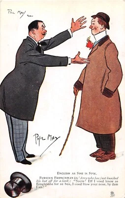 £4.60 • Buy Postcard Comic  Englishman Frenchman Language  Hatphil May