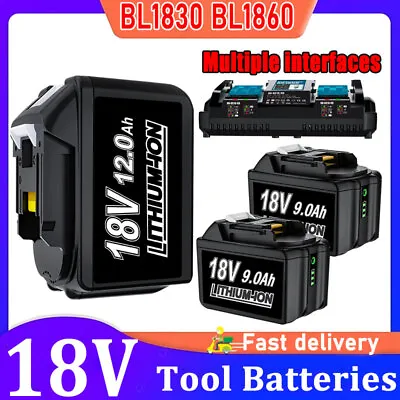 2PACK For Makita 18V 9.0Ah LXT Lithium Ion Battery /Charger BL1860 BL1830 BL1850 • $96.89