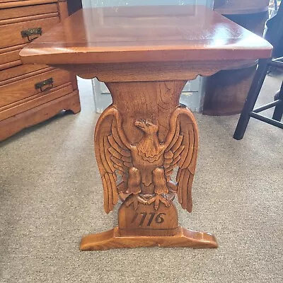 Cherry End Table W Carved Eagle • $200