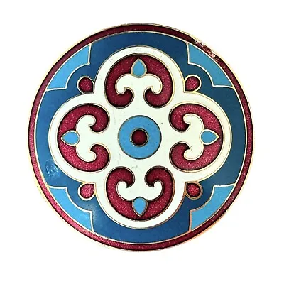 Vintage Enamel Brooch Round Pin Blue Red Cross Metropolitan Museum Of Art MMA • $40