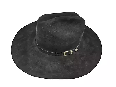 Vintage LARRY MAHAN 6xxxxxx Beaver Black Felt Cowboy Western Hat 7 1/4 • $115