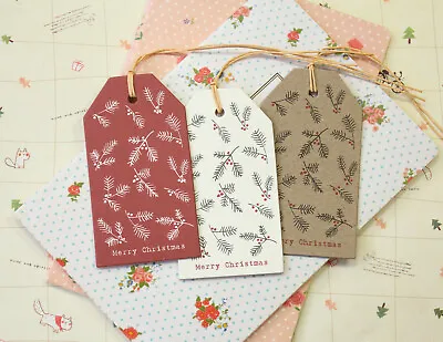 East Of India Merry Christmas Berries Luggage Tags 6pc Gift Tag Xmas Packaging • £4.99