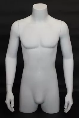 New! 36 In Matte White Male Torso Mannequin Body Form Arms Free Standing MT2WT • $199.99