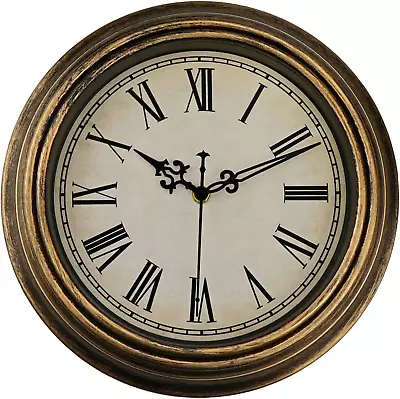 Vintage Wall Clock 12'' Retro Silent Non Ticking Classic Clocks Roman Numerals • $21.69