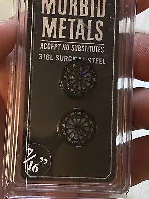 Morbid Metals 7/16 Inch Plug Mandala With Shill Inlay NEW • $12.99