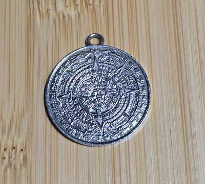 Sterling Silver Vintage Mexican Calendar Charm Pendant – Aztec Mayan Design • $25.99