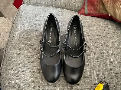 £19.99 • Buy Next Sole Reviver Ladies Black Leather Double Strap Shoes Size 4.5 Vgc