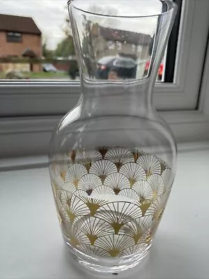 Gisela Graham London 18cm Glass Vase With Gold Coloured Fan Pattern New • £12.99