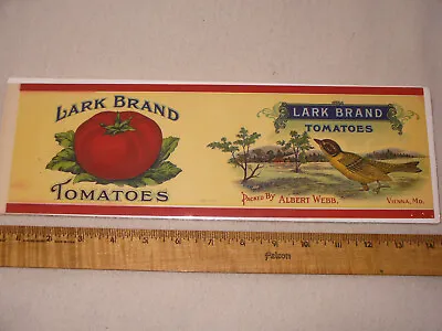 Vintage Lark Brand Tomatoes Label Albert Webb Vienna Maryland Mounted • $14.99