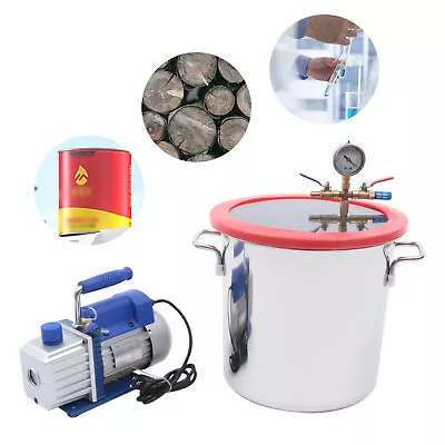 $155.01 • Buy 5 Gallon Vacuum Chamber Aluminum Alloy Kit + Sealed Oil Gauge Rubber Gaskets