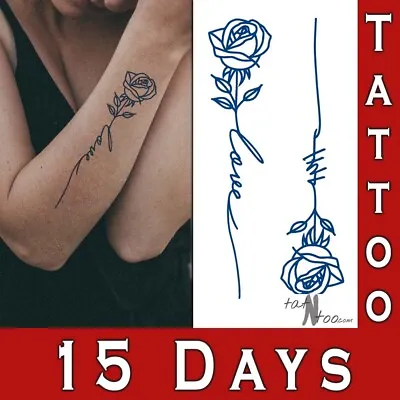 £2.98 • Buy Semi Permanent Fake Temporary Tattoo Rose Flowers Men Women Transfer