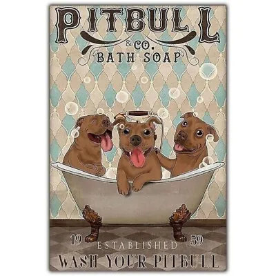 Pitbull & Co. Bath Soap Wash Your Pitbull Poster Poster Print Vintage Retro D... • $15.42