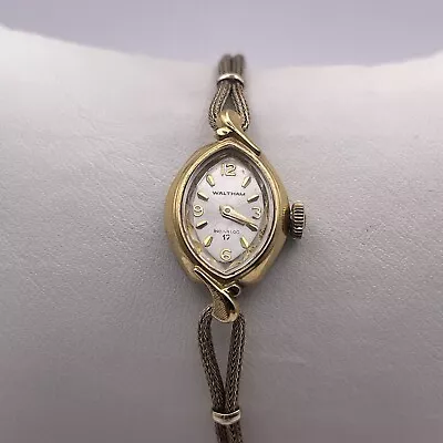 Vintage Waltham Watch Women Gold Tone Oval 17 Jewels Manual Wind Runs(V48) • $39.95