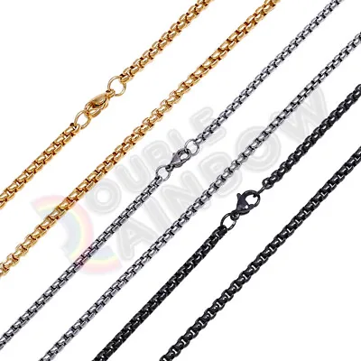 Men Women Stainless Steel Rolo Necklace Gold/Black Plated 3mm 16-36 Chain *C07 • $7.98