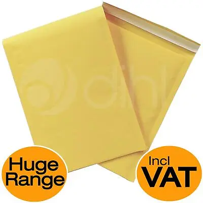 *BULK* Dihl A000 B00 C0 D1 E2 F3 G4 GOLD YELLOW PADDED BUBBLE ENVELOPES BAGS • £5.49