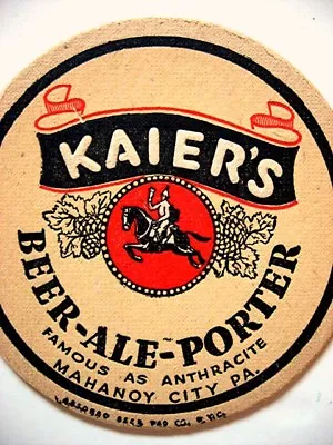 KAIER'S Brewery Beer Card Ale Porter Mahanoy City Pa RARE Pad Coaster Kaier • $10