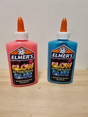 $25 • Buy Elmers Glow In Dark Pink + Blue Glue Liquid Washable Nontoxic Children 147ml