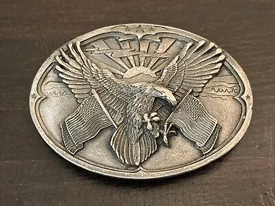 Vintage Bergamot Eagle With Flags T-256 Belt Buckle- Made In USA • $13.13