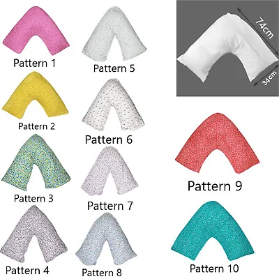V Shaped PILLOW With Printed V Case Maternity Back&Neck Support Polycotton Cover • £8.99