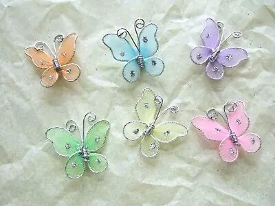 60 Mesh Butterflies Silver & Glitter  Detail 2.5cm Perfect Wedding Accessories. • £6.25