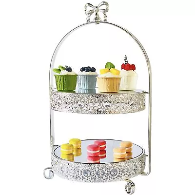 2 Tier Wedding Cake StandCupcake Serving Tray With Tiered Tray DecorSilver ... • $73.27