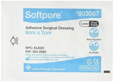 Softpore Adhesive Dressings Sterile 6cmx7cm Latex Free Soft Pore Cuts Wounds  • £21.99