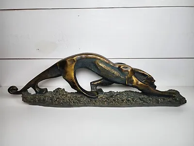 Black Gold Panther Plaster Figure Sculpture Mid Century Modern MCM Console VTG • $80