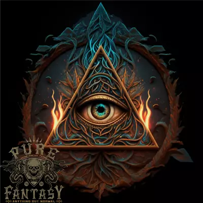 Illuminati Eye With Flames Conspiracy Fantasy Mens Cotton T-Shirt Tee Top • £11.99