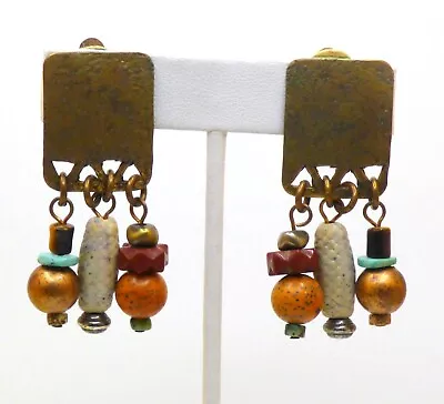 🌺Vintage Marjorie Baer SF Copper Dangle Clip On Earrings • $4.99