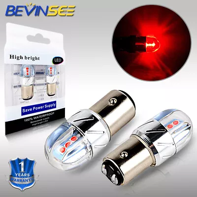 Bevinsee 1157 BA15D Red 12V LED Light Car Turn Signal Taillight Brake Lamp Bulb • $11.99
