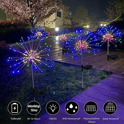 MAX 4PCS Garden Solar Firework Lights Outdoor 150LED Starburst Fairy Decor Lamp • $29.99