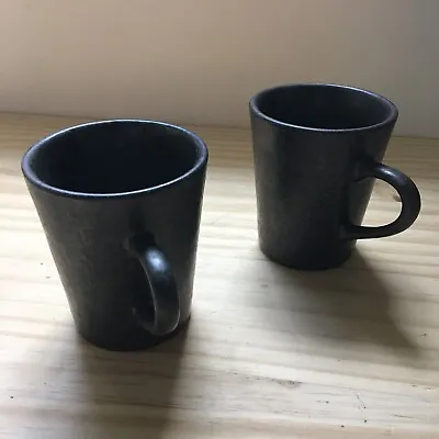 Pair Of Design Pac Porcelain Coffee Tea Mug Cups Brown Yuteki Clay Style 3.5 H • $16.99