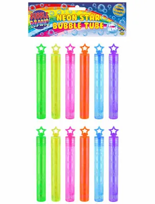 £2.94 • Buy 12 Neon Bubble Tubes Star Topper - Party Bag Fillers Childrens Wedding Favours