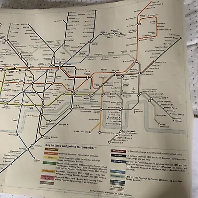 Transport For London Underground Tube Map Poster -Early CARD Map 35 X 24 Inches • £45