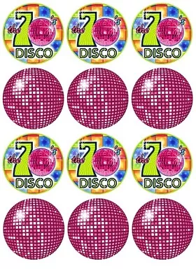 24 Disco Party 70's Fairy Cup Cake Toppers Edible Birthday Party Decorations • £2.38